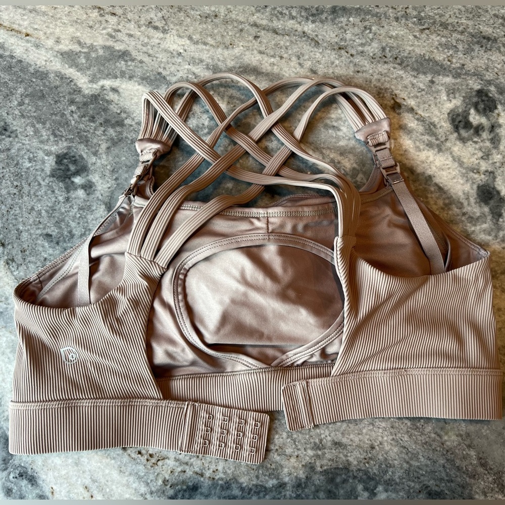 Sweat and Milk Chloe 4 Running Nursing & Pumping Sports Bra (Ribbed Chai) size L - Picture 3 of 10